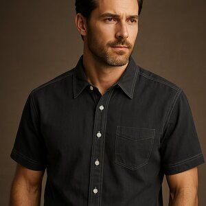 Tommy Bahama Jeans Black Short Sleeve Linen Shirt – Size Large